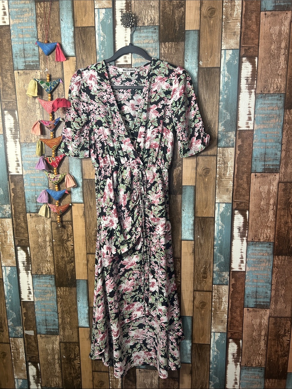 Walter Baker Floral Maxi Dress with Pink & Green Bouquet Print